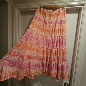 Ralph Lauren 3X Orange and Pink Maxi Skirt